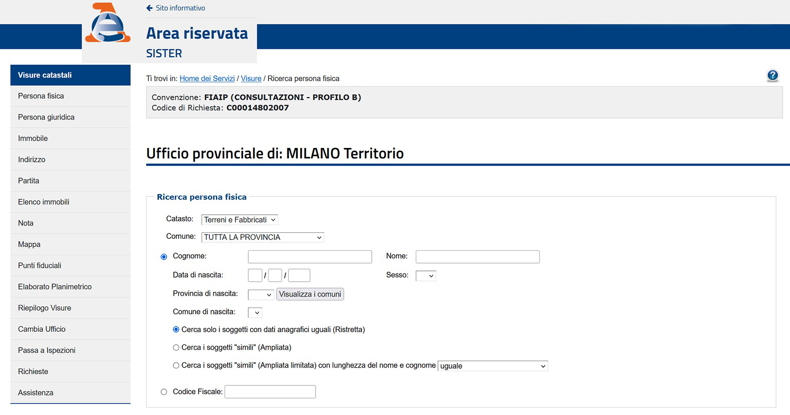 Screenshot site of Agenzia delle Entrate